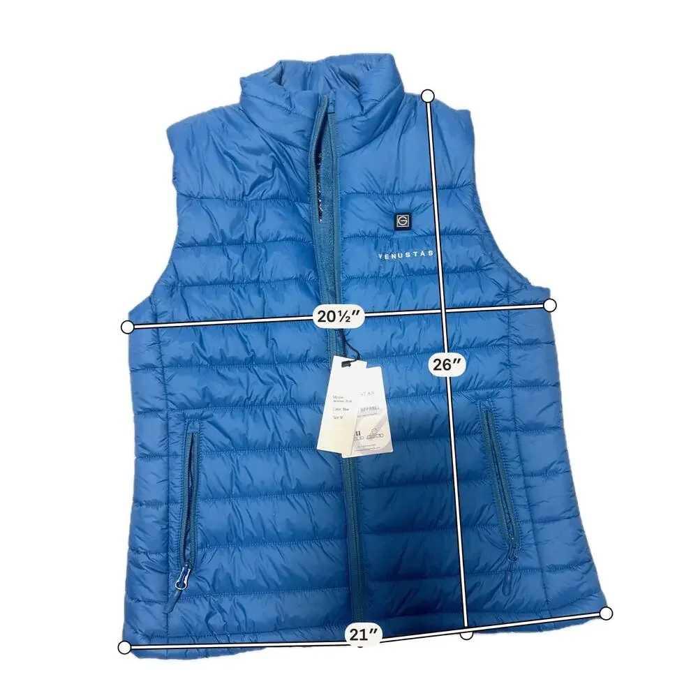 NWT Venustas 2038 Puffer Vest Womens M Blue Nylon Lined Full Zip Holder Pocket - Picture 12 of 13